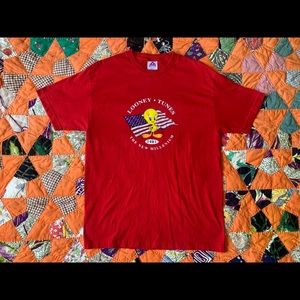Vtg looney tunes tweety bird USA flag new millennium 2001 L
